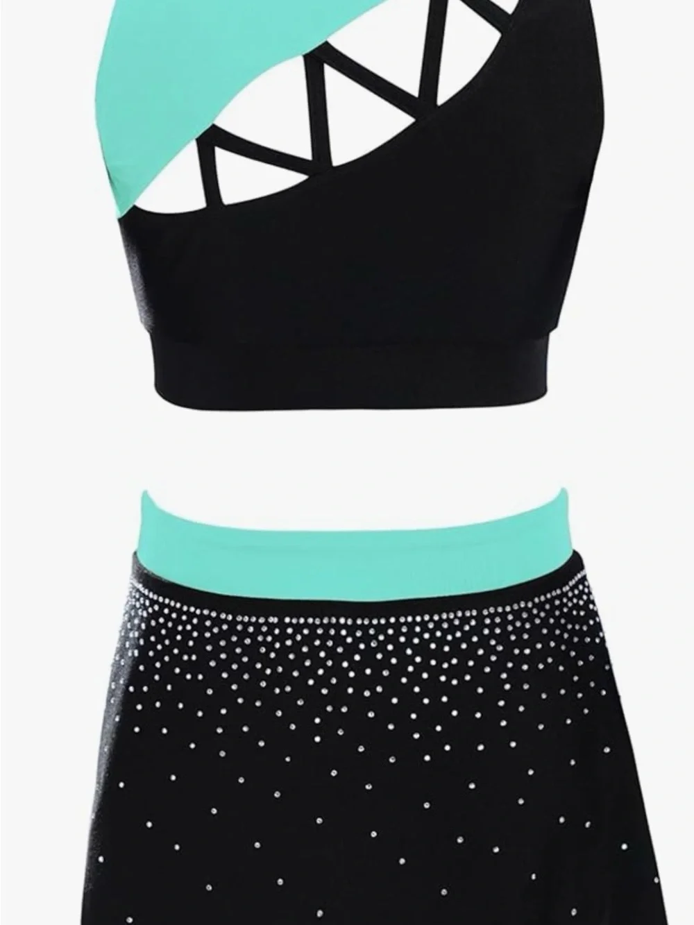 New 2 Piece Cheerleading Uniform Outfit Sleeveless Crop Top w/ Skirt cheer sz 8